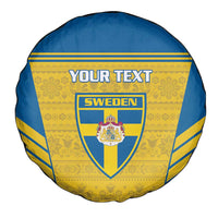 Custom Sweden Football Spare Tire Cover Go Blagult - Scandinavian Pattern - Wonder Print Shop