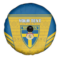 Custom Sweden Football Spare Tire Cover Go Blagult - Scandinavian Pattern - Wonder Print Shop
