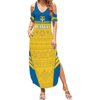 Custom Sweden Football Summer Maxi Dress Go Blagult - Scandinavian Pattern - Wonder Print Shop