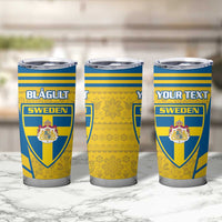 Personalised Sweden Football Tumbler Cup Go Blagult - Scandinavian Pattern - Wonder Print Shop