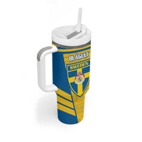 Personalised Sweden Football Tumbler With Handle Go Blagult - Scandinavian Pattern - Wonder Print Shop