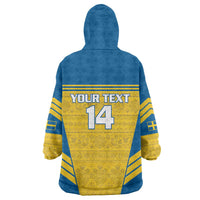 Custom Sweden Football Wearable Blanket Hoodie Go Blagult - Scandinavian Pattern - Wonder Print Shop