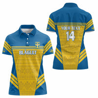 Custom Sweden Football Women Polo Shirt Go Blagult - Scandinavian Pattern - Wonder Print Shop