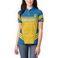 Custom Sweden Football Women Polo Shirt Go Blagult - Scandinavian Pattern - Wonder Print Shop