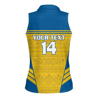 Custom Sweden Football Women Sleeveless Polo Shirt Go Blagult - Scandinavian Pattern - Wonder Print Shop