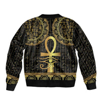 Ancient Egypt Ankh and Eye Of Horus Bomber Jacket Egyptian Hieroglyphs - Wonder Print Shop
