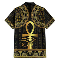 Ancient Egypt Ankh and Eye Of Horus Family Matching Long Sleeve Bodycon Dress and Hawaiian Shirt Egyptian Hieroglyphs - Wonder Print Shop