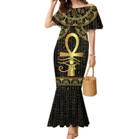 Ancient Egypt Ankh and Eye Of Horus Family Matching Mermaid Dress and Hawaiian Shirt Egyptian Hieroglyphs - Wonder Print Shop
