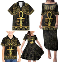 Ancient Egypt Ankh and Eye Of Horus Family Matching Puletasi and Hawaiian Shirt Egyptian Hieroglyphs - Wonder Print Shop