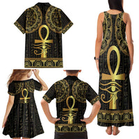 Ancient Egypt Ankh and Eye Of Horus Family Matching Tank Maxi Dress and Hawaiian Shirt Egyptian Hieroglyphs - Wonder Print Shop