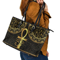 Ancient Egypt Ankh and Eye Of Horus Leather Tote Bag Egyptian Hieroglyphs - Wonder Print Shop