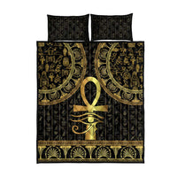 Ancient Egypt Ankh and Eye Of Horus Quilt Bed Set Egyptian Hieroglyphs - Wonder Print Shop