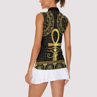 Ancient Egypt Ankh and Eye Of Horus Women Sleeveless Polo Shirt Egyptian Hieroglyphs - Wonder Print Shop