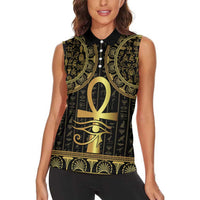 Ancient Egypt Ankh and Eye Of Horus Women Sleeveless Polo Shirt Egyptian Hieroglyphs - Wonder Print Shop