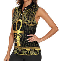 Ancient Egypt Ankh and Eye Of Horus Women Sleeveless Polo Shirt Egyptian Hieroglyphs - Wonder Print Shop