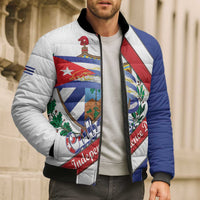 Cuba Independence Day Bomber Puffer Jacket Patria o Muerte Venceremos Curve Flag Style - Wonder Print Shop