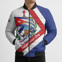 Cuba Independence Day Bomber Puffer Jacket Patria o Muerte Venceremos Curve Flag Style - Wonder Print Shop