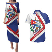Cuba Independence Day Couples Matching Puletasi and Hawaiian Shirt Patria o Muerte Venceremos Curve Flag Style - Wonder Print Shop
