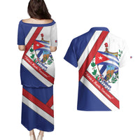 Cuba Independence Day Couples Matching Puletasi and Hawaiian Shirt Patria o Muerte Venceremos Curve Flag Style - Wonder Print Shop