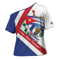 Cuba Independence Day Cross Shoulder Shirt Patria o Muerte Venceremos Curve Flag Style - Wonder Print Shop