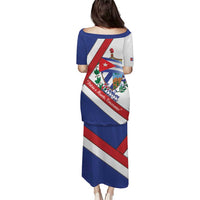 Cuba Independence Day Family Matching Puletasi and Hawaiian Shirt Patria o Muerte Venceremos Curve Flag Style - Wonder Print Shop