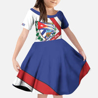 Cuba Independence Day Kid Short Sleeve Dress Patria o Muerte Venceremos Curve Flag Style - Wonder Print Shop