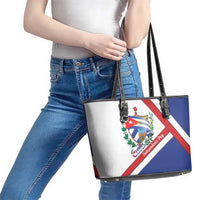 Cuba Independence Day Leather Tote Bag Patria o Muerte Venceremos Curve Flag Style - Wonder Print Shop