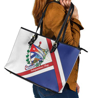 Cuba Independence Day Leather Tote Bag Patria o Muerte Venceremos Curve Flag Style - Wonder Print Shop