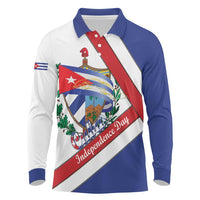 Cuba Independence Day Long Sleeve Polo Shirt Patria o Muerte Venceremos Curve Flag Style - Wonder Print Shop