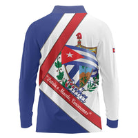 Cuba Independence Day Long Sleeve Polo Shirt Patria o Muerte Venceremos Curve Flag Style - Wonder Print Shop