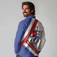 Cuba Independence Day Long Sleeve Polo Shirt Patria o Muerte Venceremos Curve Flag Style - Wonder Print Shop