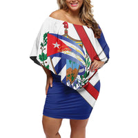 Cuba Independence Day Off Shoulder Short Dress Patria o Muerte Venceremos Curve Flag Style - Wonder Print Shop