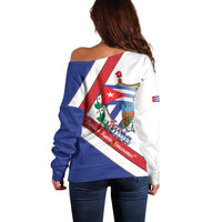 Cuba Independence Day Off Shoulder Sweater Patria o Muerte Venceremos Curve Flag Style - Wonder Print Shop