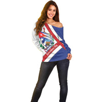 Cuba Independence Day Off Shoulder Sweater Patria o Muerte Venceremos Curve Flag Style - Wonder Print Shop