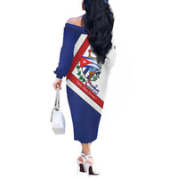 Cuba Independence Day Off The Shoulder Long Sleeve Dress Patria o Muerte Venceremos Curve Flag Style - Wonder Print Shop