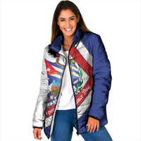 Cuba Independence Day Padded Jacket Patria o Muerte Venceremos Curve Flag Style - Wonder Print Shop
