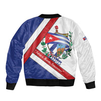 Cuba Independence Day Sleeve Zip Bomber Jacket Patria o Muerte Venceremos Curve Flag Style - Wonder Print Shop