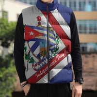Cuba Independence Day Sleeveless Puffer Jacket Patria o Muerte Venceremos Curve Flag Style - Wonder Print Shop