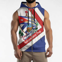 Cuba Independence Day Sleeveless Zip Hoodie Patria o Muerte Venceremos Curve Flag Style - Wonder Print Shop