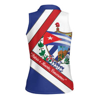 Cuba Independence Day Women Sleeveless Polo Shirt Patria o Muerte Venceremos Curve Flag Style - Wonder Print Shop