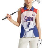 Cuba Baseball Custom Women Sleeveless Polo Shirt 2026 Go Champions White Version - Wonder Print Shop