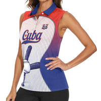 Cuba Baseball Custom Women Sleeveless Polo Shirt 2026 Go Champions White Version - Wonder Print Shop
