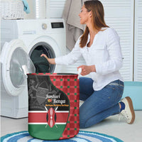Kenya Jamhuri Day Laundry Basket One People One Nation Massai Shuka Pattern - Wonder Print Shop