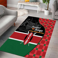 Kenya Jamhuri Day Area Rug One People One Nation Massai Shuka Pattern - Wonder Print Shop