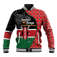 Kenya Jamhuri Day Baseball Jacket One People One Nation Massai Shuka Pattern - Wonder Print Shop