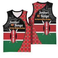 Kenya Jamhuri Day Basketball Jersey One People One Nation Massai Shuka Pattern - Wonder Print Shop
