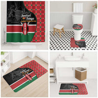 Kenya Jamhuri Day Bathroom Set One People One Nation Massai Shuka Pattern - Wonder Print Shop