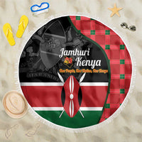Kenya Jamhuri Day Beach Blanket One People One Nation Massai Shuka Pattern - Wonder Print Shop