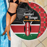 Kenya Jamhuri Day Beach Blanket One People One Nation Massai Shuka Pattern - Wonder Print Shop