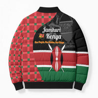 Kenya Jamhuri Day Bomber Puffer Jacket One People One Nation Massai Shuka Pattern - Wonder Print Shop
